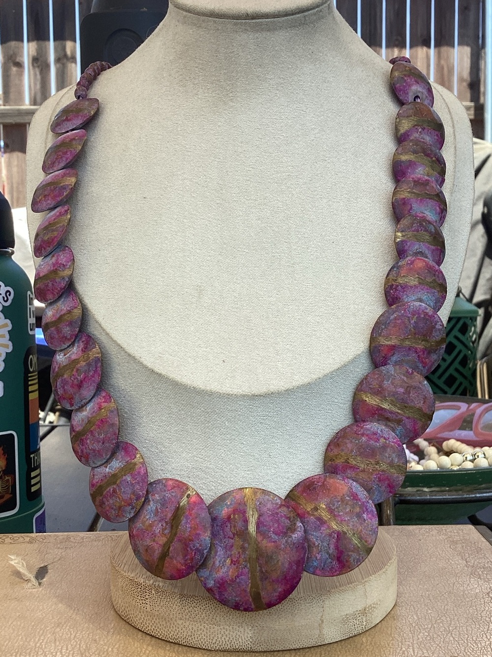 & Other Stories Purple and Gold Disc Bead Necklace